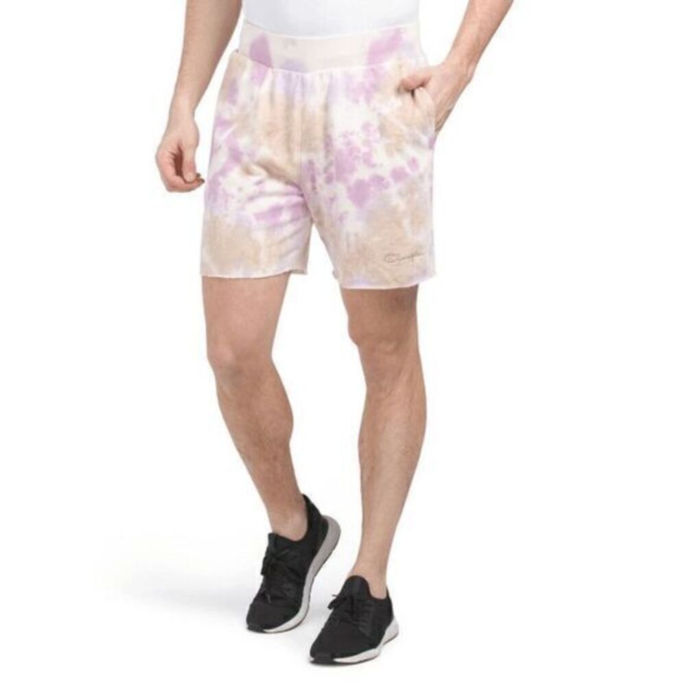 Champion Mens Purple White Tan Tie Dye Active Sweat Shorts Size Medium
